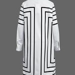Half Sleeves Loose Buttoned Striped Lapel Midi Dresses Shirt Dress