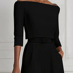 Half Sleeves Solid Color Split-Joint Off-The-Shoulder T-Shirts Tops