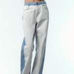 STRAIGHT LEG MID-RISE COMBINED JEANS