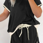 Women's Colorblock Edge Drop Shoulder T-Shirt Skort 2Pcs Set