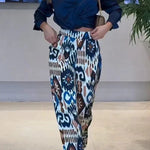 Emelia Unique Print Back Elastic Waist Pocket Wide Leg Pants
