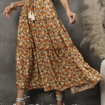 Floral fungus lace stitching layered skirt bohemian tassel seaside holiday beach skirt
