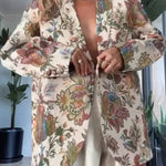 Retro Floral Print Blazer
