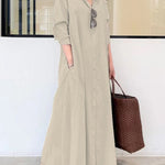 Original Solid Color Lapel Shirt Dress