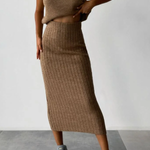 Sleeveless Vest + Knitted Skirt Two-piece Set