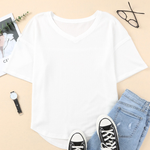 Waffle Knit Casual Drop Shoulder Loose Top