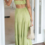 Sleeveless Open Waist Panel Layered Long Swing Dress