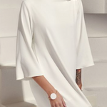 Loose Three-Quarter Sleeves Solid Color Split-Side Boat Neck Maxi Dresses