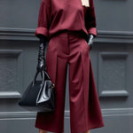 Long Sleeves Loose Solid Color Round-Neck Hoodies&Sweatshirt Tops