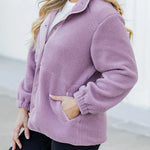 Petal Sherpa Contrast Trim Zipped Pocket Jacket