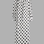 A-Line Long Sleeves Elasticity Polka-Dot Split-Joint Off-The-Shoulder Maxi Dresses