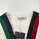 Long Sleeves Loose Contrast Color Pleated V-Neck Blouses&Shirts Tops