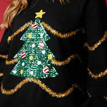 Christmas Tree Sequined Long Sleeve Loose Sweatshirt