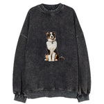 Attentive Australian Shepherd Sitting Upright Vintage Sweatshirt
