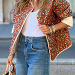 Quilted cotton floral contrast cotton jacket