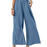 Simple Wide Leg Loose Elasticity Casual Pants Bottoms