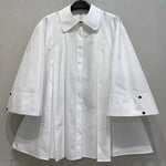Long Sleeves Buttoned Pleated Solid Color Lapel Midi Dresses Shirt Dress