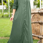 Casual Solid Buttons Mandarin Collar A Line Dresses