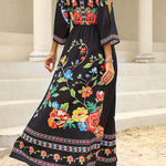 Bohemian College Floral Slit V Neck A Line Dresses