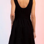 Fashion U-neck elastic waist sleeveless mini skirt