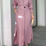 Waist long sleeve irregular shirt dress