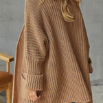 loose mid length sweater cardigan coat large size casual