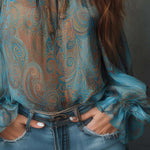 Vintage Cold Shoulder Paisley Blouse