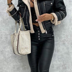 Lambswool short zipper biker jacket