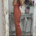 Casual Solid Pocket V Neck Loose Jumpsuits