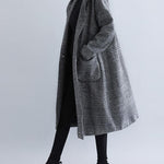 Loose Plaid Woolen Hood Coat