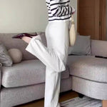 Striped Knit Cardigan with Metal Buttons