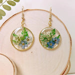 Resin Pressed Flower Earrings - Forest Forget Me Not
