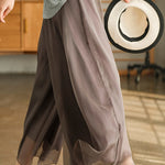 Casual Solid Color Chiffon Column Wide Leg Pants&Skirt