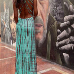 Modern Day Tie-dye Print Back Lace-up Stretch Maxi Dress