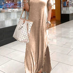 COZY SLIT V NECK IRREGULAR DRESS