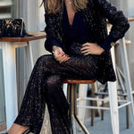 Stylish sequined long-sleeved elegant blazer
