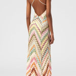 Missoni Summer Knit Colorful Herringbone Print Open Beck Maxi Dress