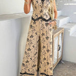 Lace cardigan vest long pants suit women's clothing
