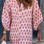 Small stand collar v neck fashion dress