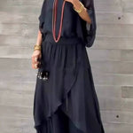 Top slit wide-leg pants chiffon casual suit