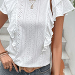 Ruffled White Casual Shirt