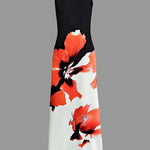Skinny Sleeveless Flower Print Round-Neck Maxi Dresses