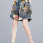Original Floral Wide Leg Denim Shorts Bottoms