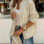 Star Kisses Sequin Zipped Long Sleeve Relaxed or Party Coat