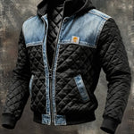 Eryk | Black Quilted Jacket Featuring Denim Accents