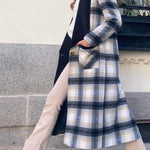 Elongated Flannel Long Plaid Wool Coat