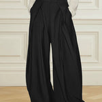 High Waisted Loose Pleated Solid Color Pants