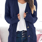 Knitted Solid Color Button Down Chunky Outwear Cardigan