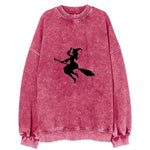 Enchanting Witch On Broom Hat (limited Edition) Vintage Sweatshirt