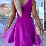 Lifetime Celebrations Tulle One Shoulder Bow Design Mini Dress
